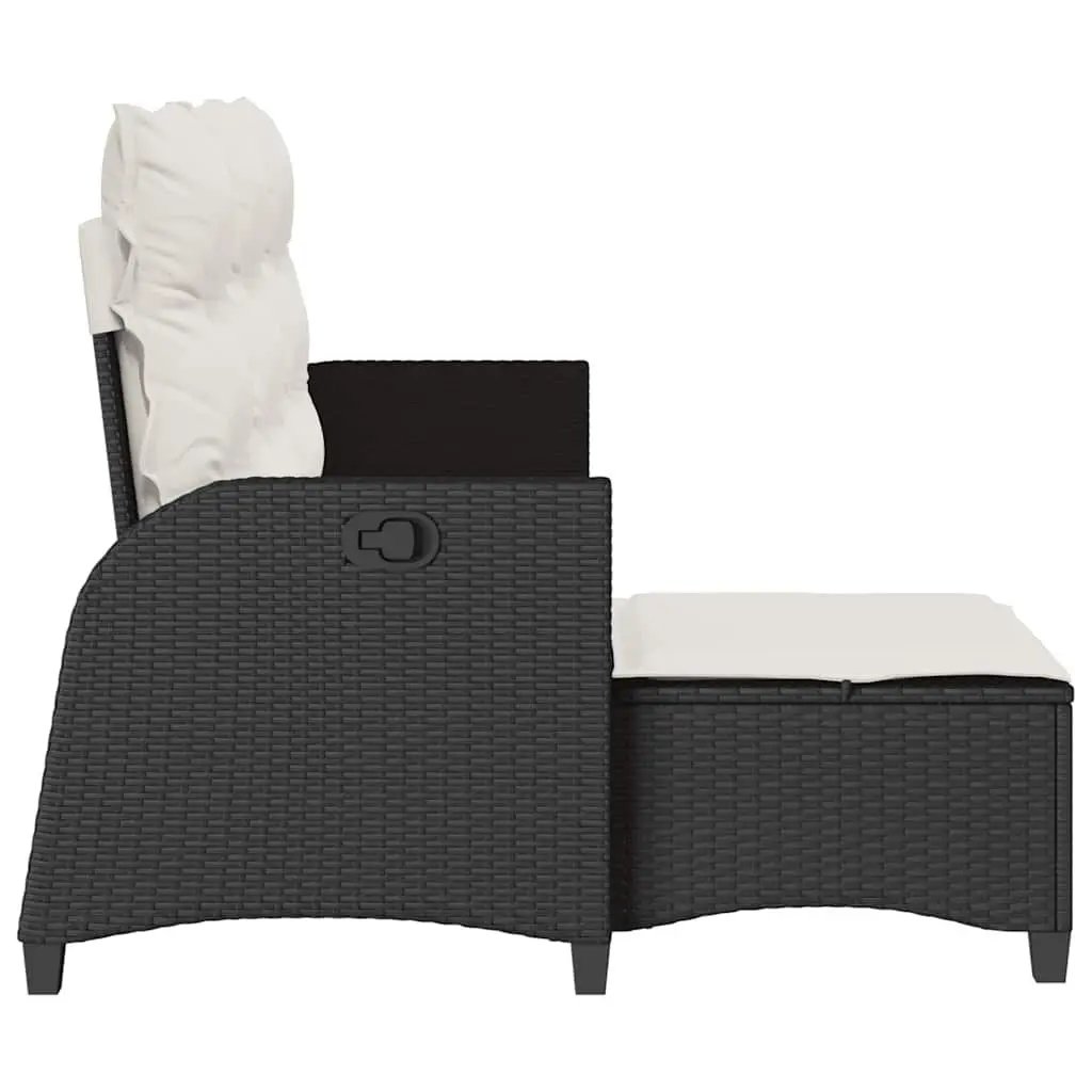 Reclining Garden Sofa L-shaped Outdoor Seating Black Poly Rattan