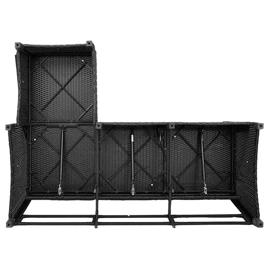 Reclining Garden Sofa L-shaped Outdoor Seating Black Poly Rattan