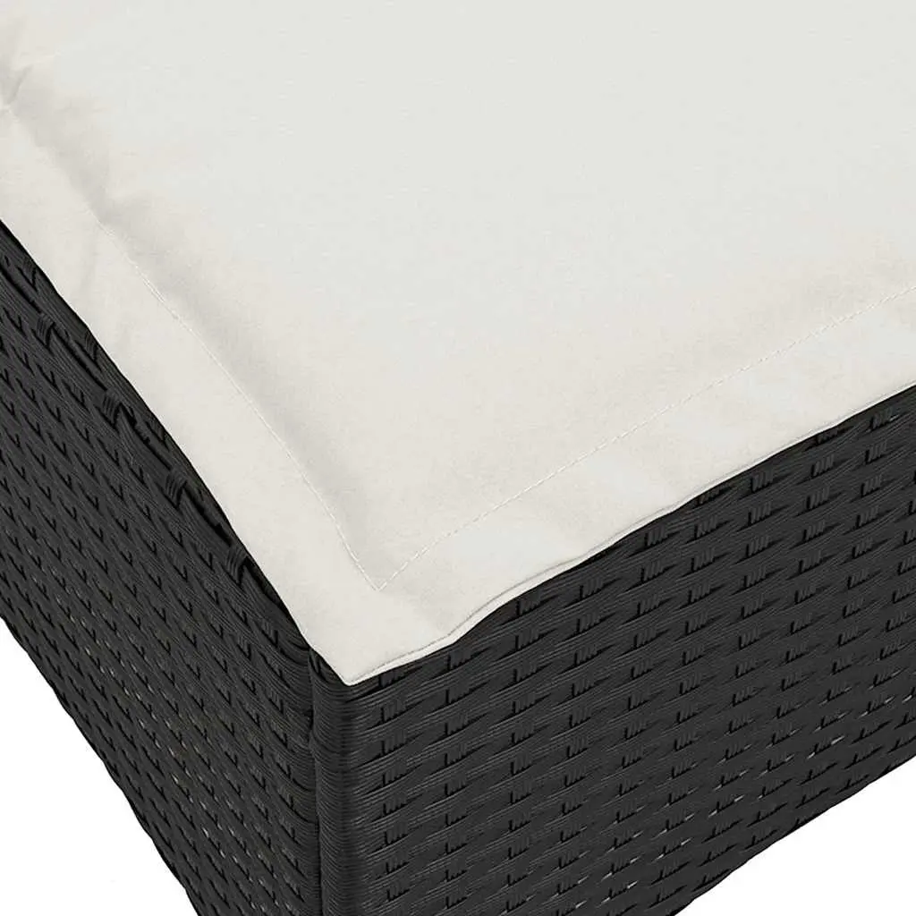 Reclining Garden Sofa L-shaped Outdoor Seating Black Poly Rattan