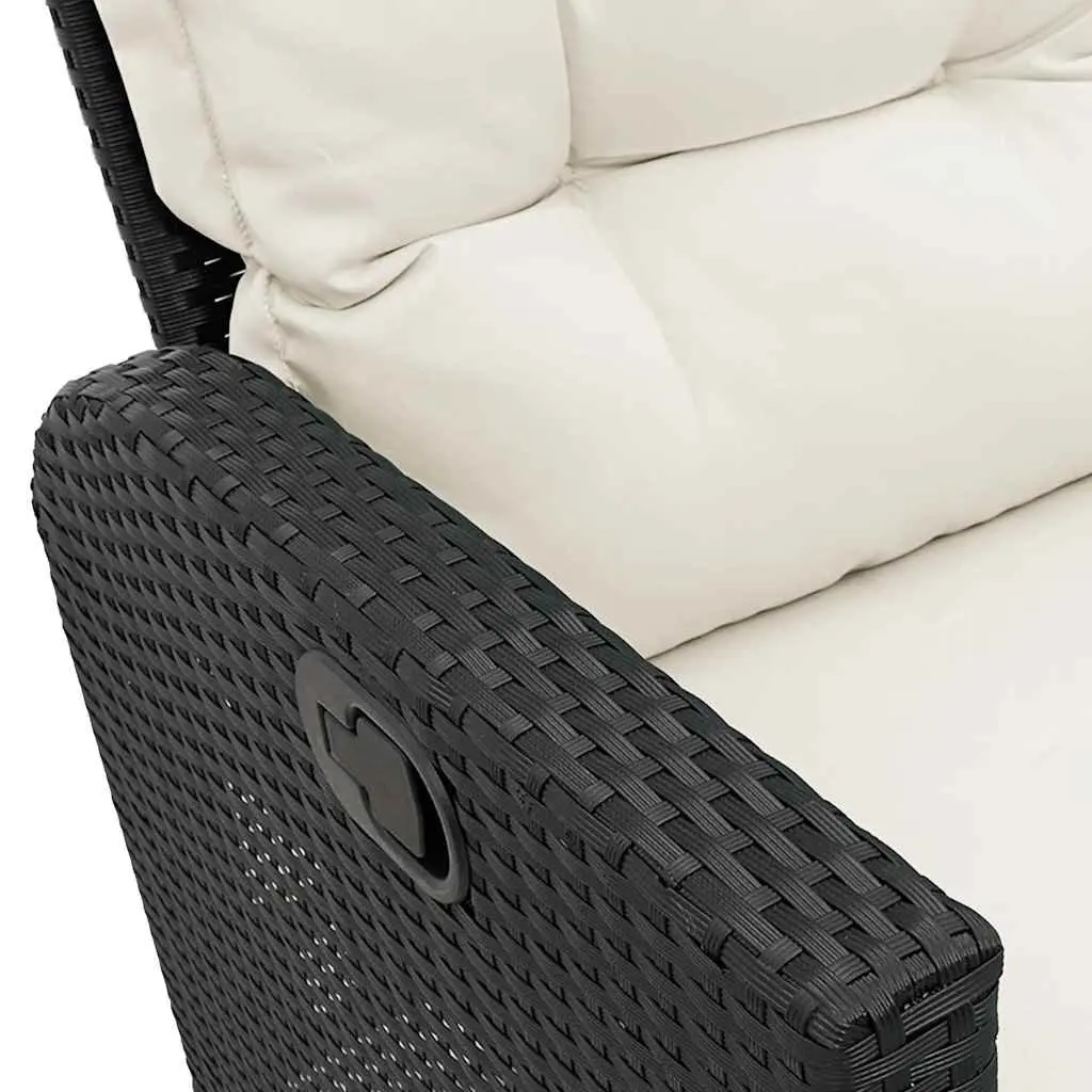 Reclining Garden Sofa L-shaped Outdoor Seating Black Poly Rattan
