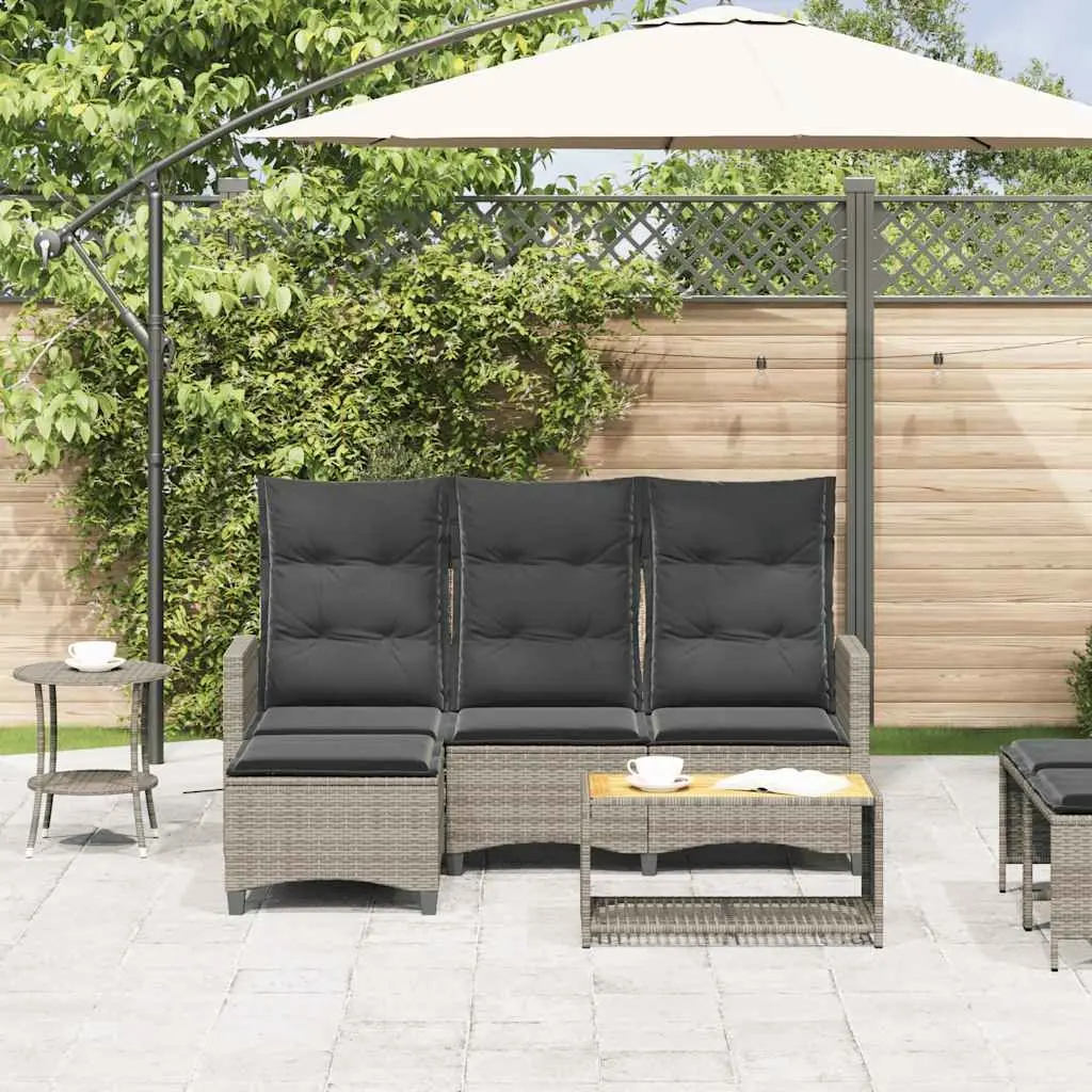 L-shaped Grey Reclining Garden Sofa
