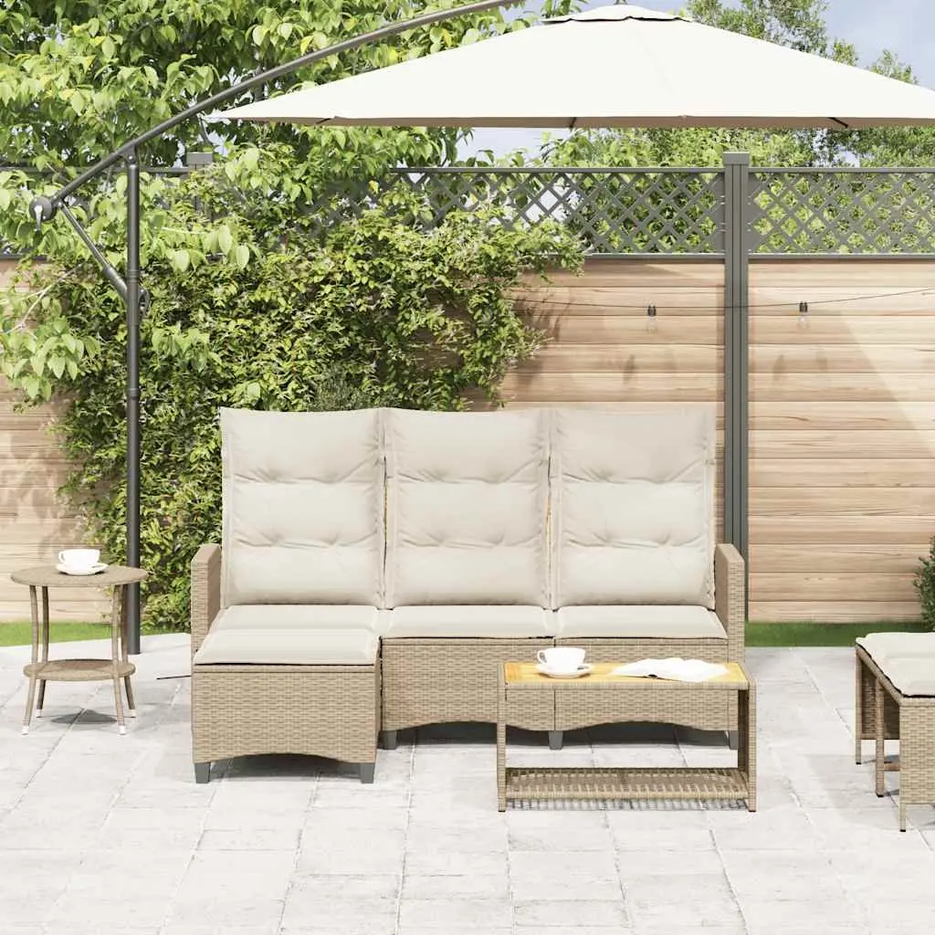 L-shaped Outdoor Reclining Sofa Beige with Cushions for Garden or Patio