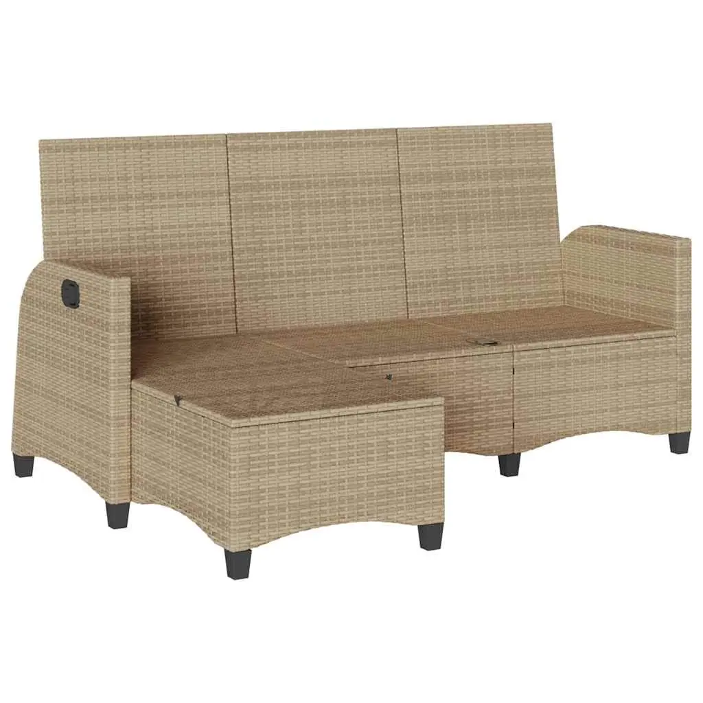 L-shaped Outdoor Reclining Sofa Beige with Cushions for Garden or Patio