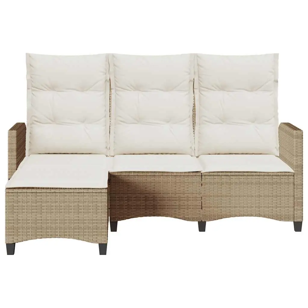 L-shaped Outdoor Reclining Sofa Beige with Cushions for Garden or Patio