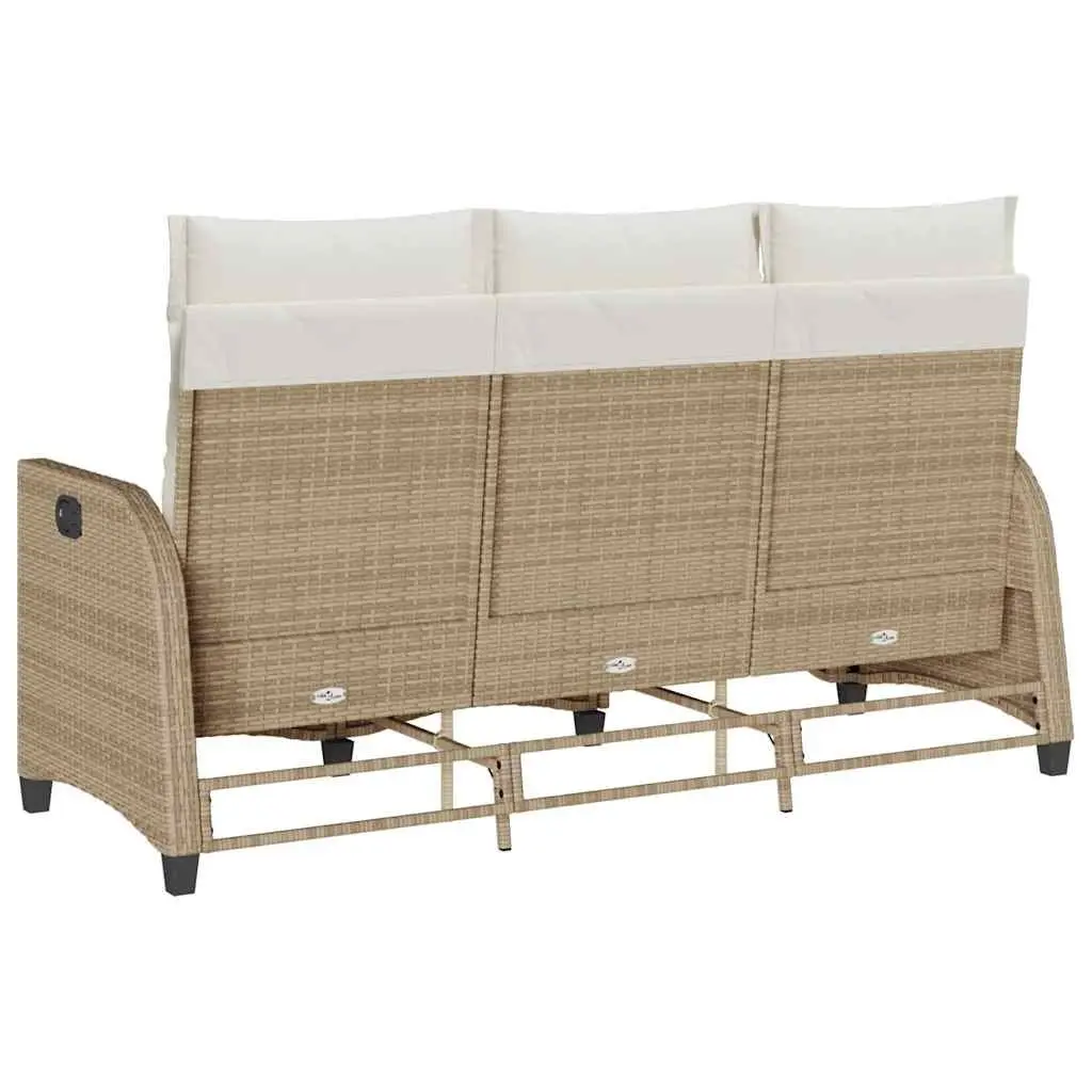 L-shaped Outdoor Reclining Sofa Beige with Cushions for Garden or Patio