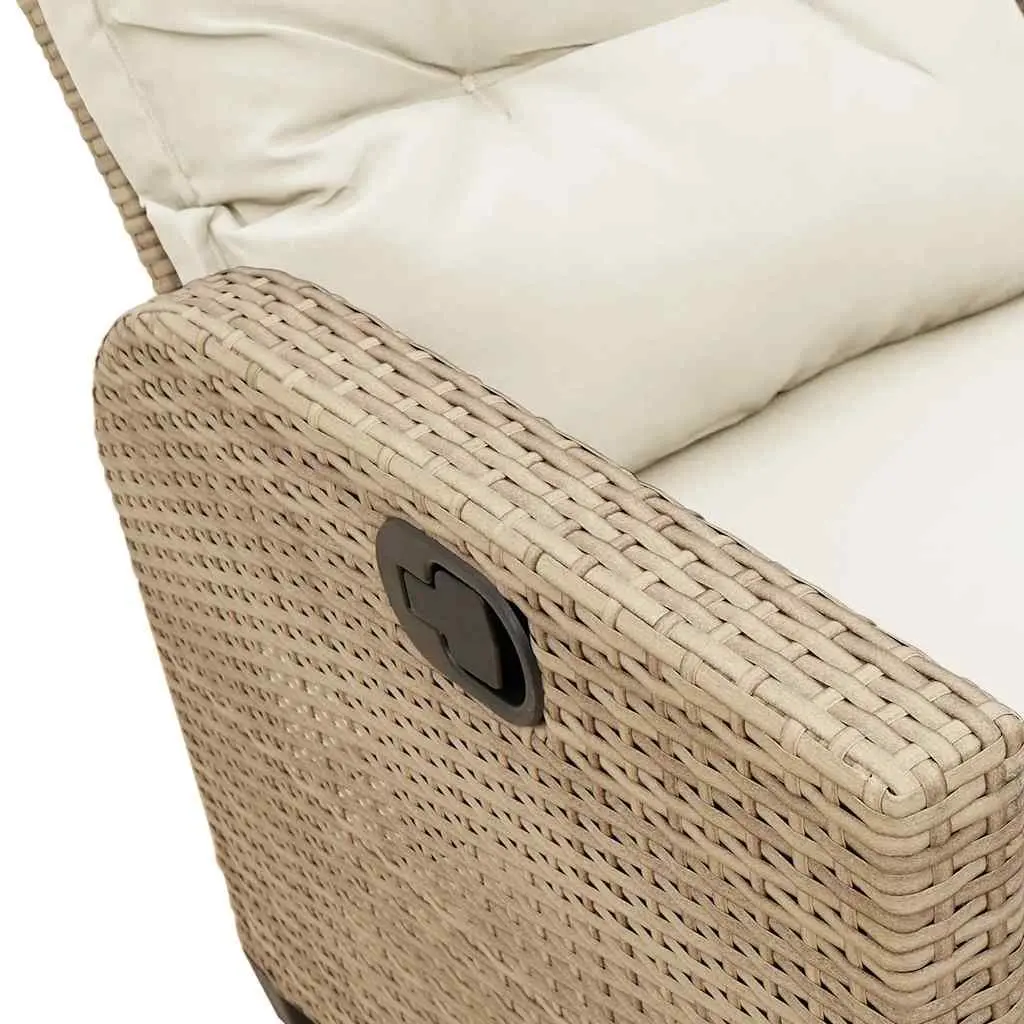 L-shaped Outdoor Reclining Sofa Beige with Cushions for Garden or Patio