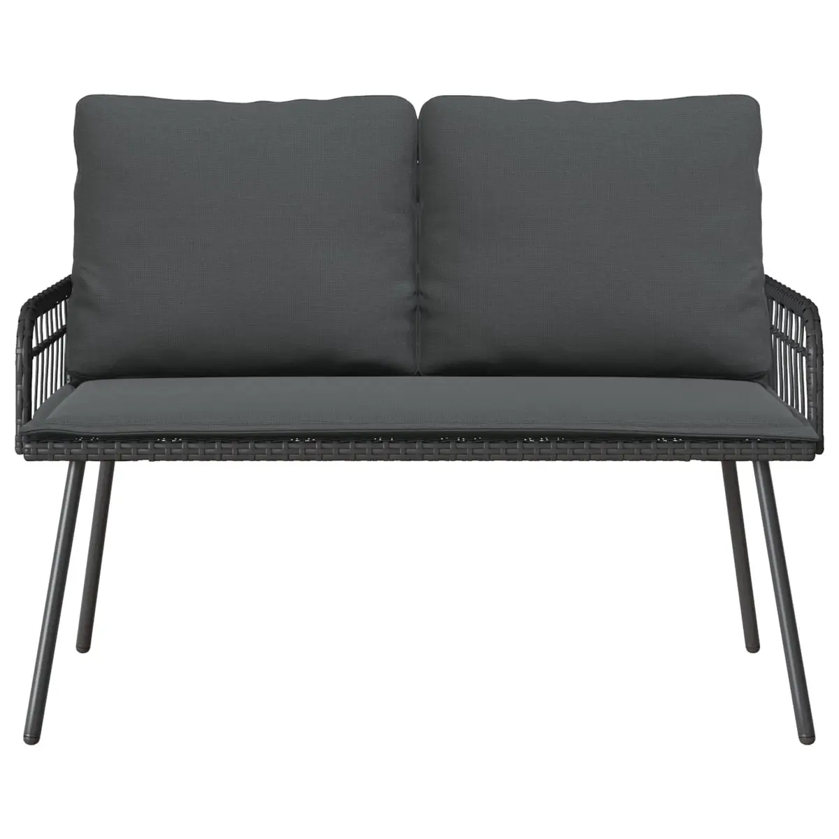 Garden Bench Outdoor Seating 114cm Steel Frame Poly Rattan