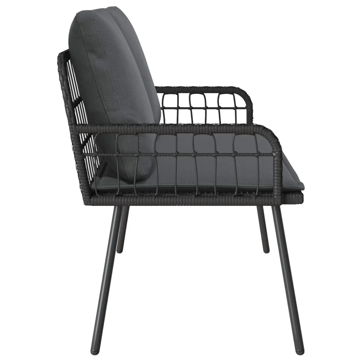 Garden Bench Outdoor Seating 114cm Steel Frame Poly Rattan