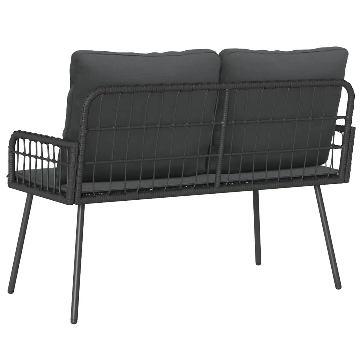Garden Bench Outdoor Seating 114cm Steel Frame Poly Rattan