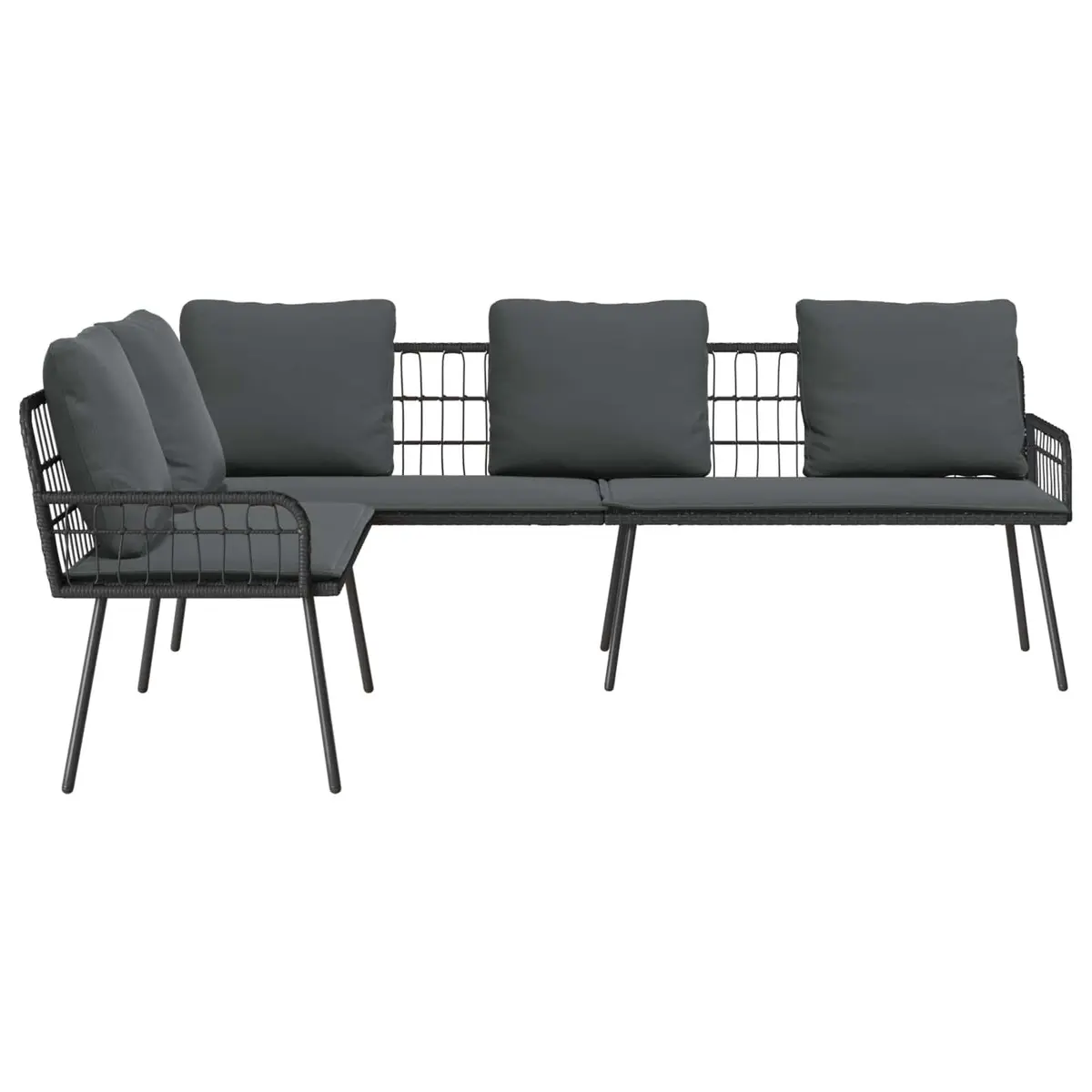 L-Shaped Outdoor Sofa Garden Seating Patio Furniture Steel Frame Cushion 173 x 231 x 90 cm