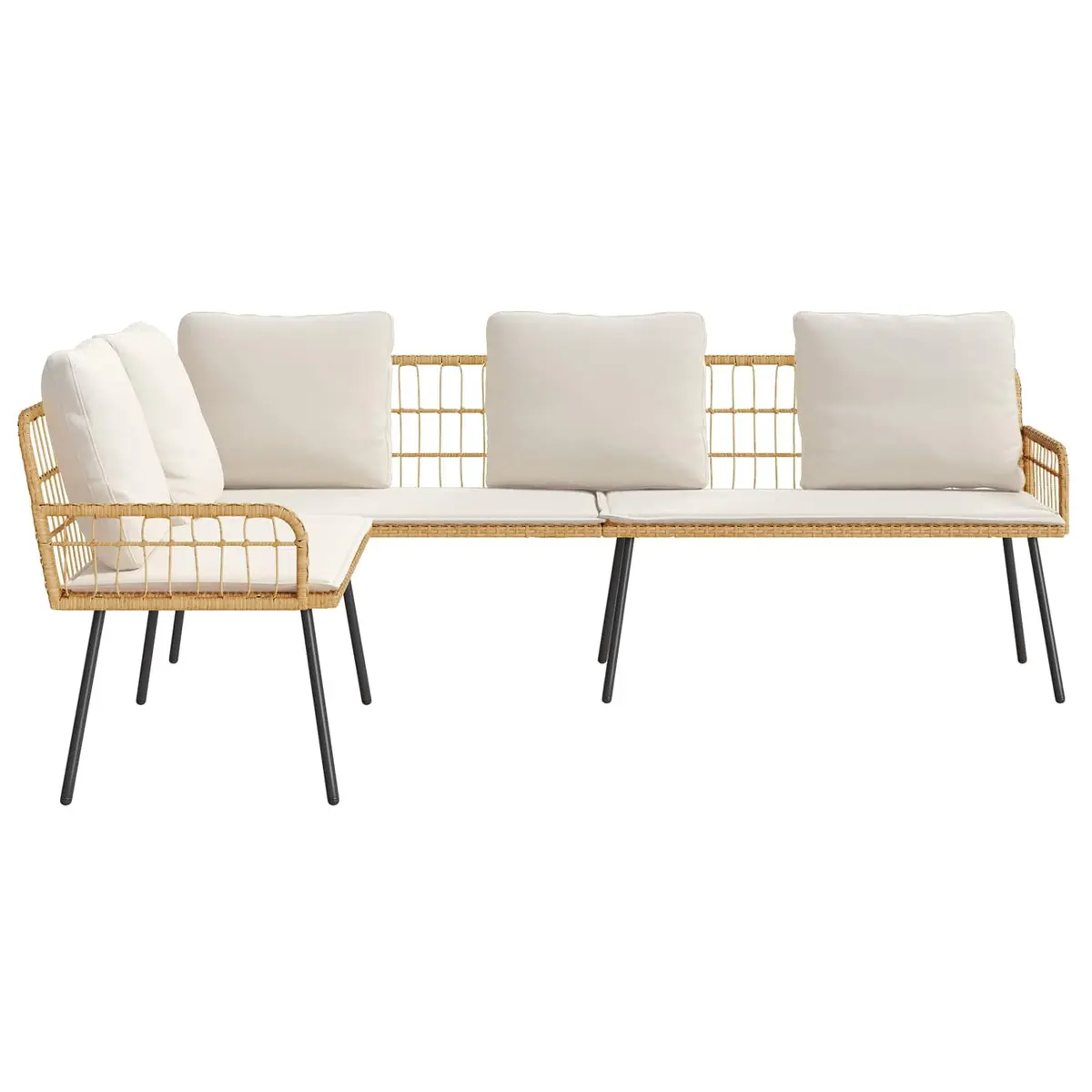 L-Shaped Outdoor Garden Sofa 5-Seater Steel Frame for Patio Backyard