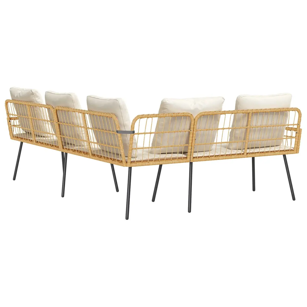 L-Shaped Outdoor Garden Sofa 5-Seater Steel Frame for Patio Backyard
