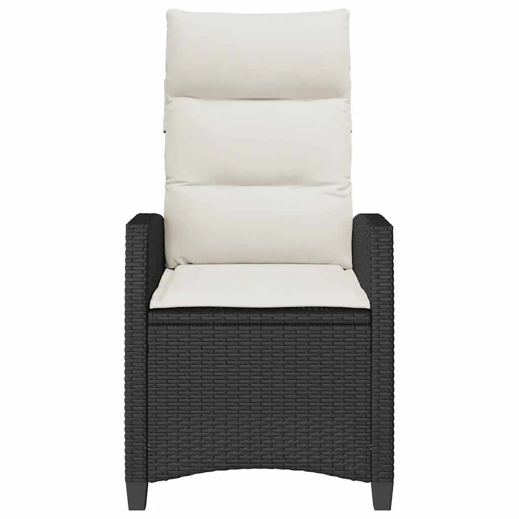 Outdoor Reclining Garden Chair with Foldable Side Table Black Poly Rattan