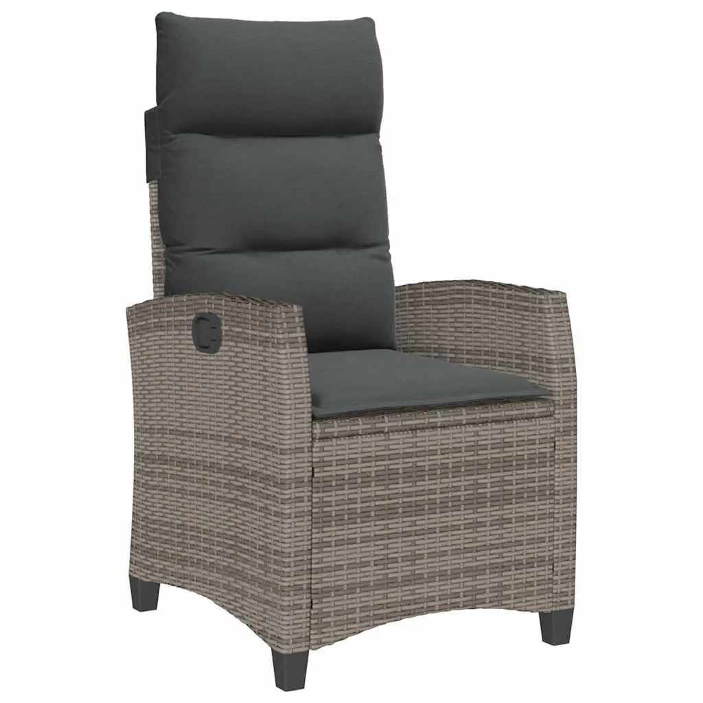 Reclining Garden Chair Outdoor Seating with Foldable Side Table Grey