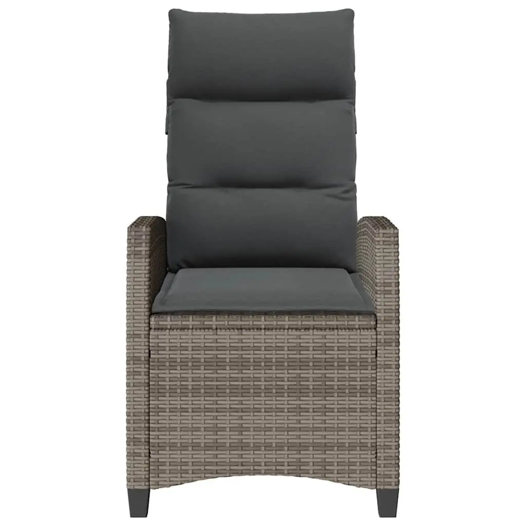 Reclining Garden Chair Outdoor Seating with Foldable Side Table Grey