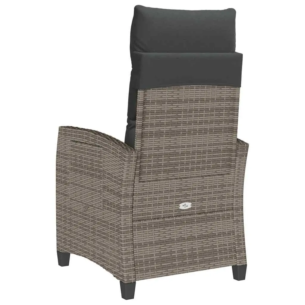 Reclining Garden Chair Outdoor Seating with Foldable Side Table Grey