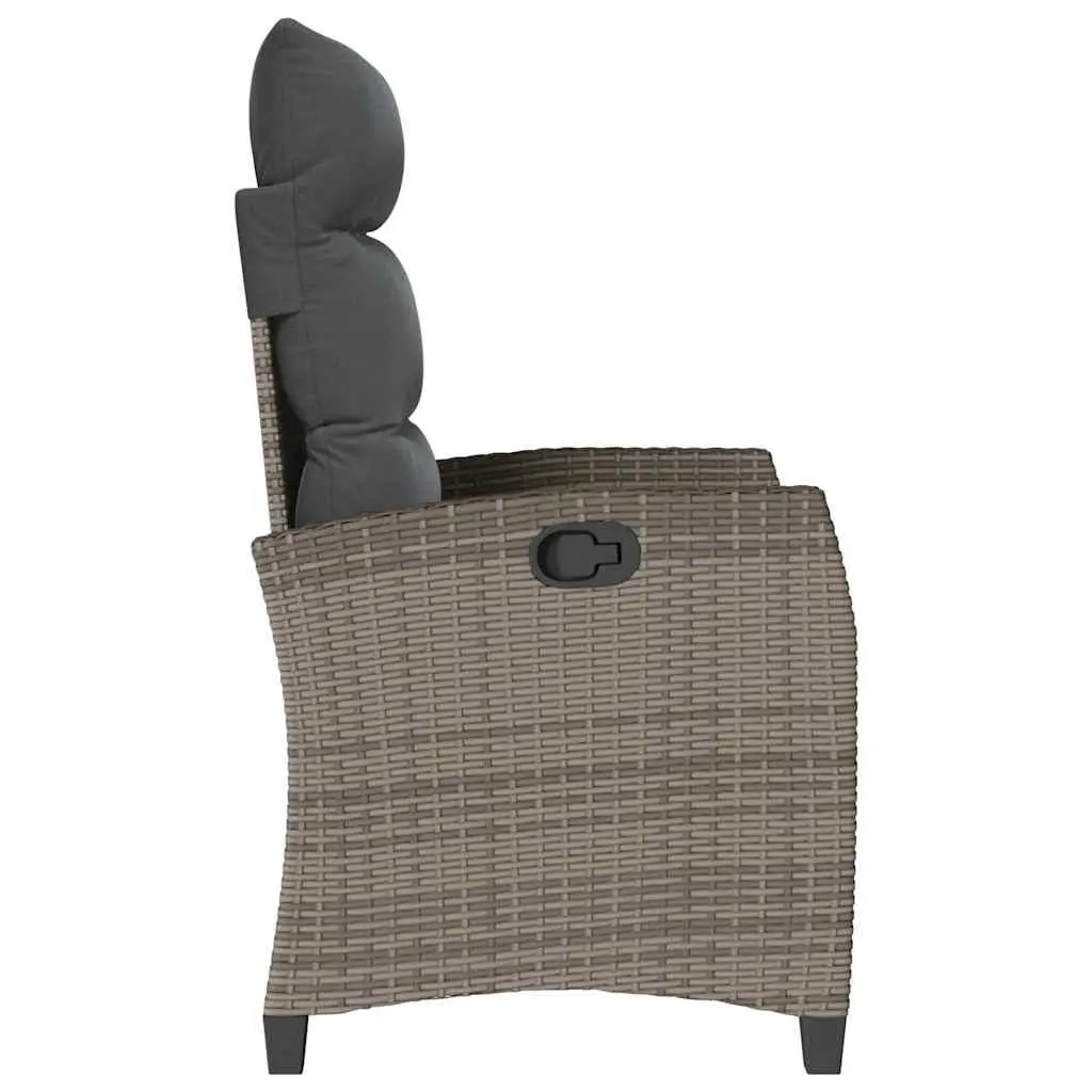 Reclining Garden Chair Outdoor Seating with Foldable Side Table Grey