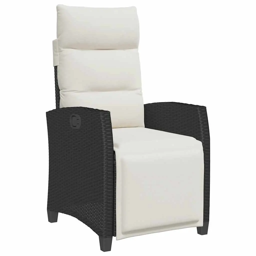 Reclining Garden Chair with Adjustable Backrest Footrest and Side Table Black
