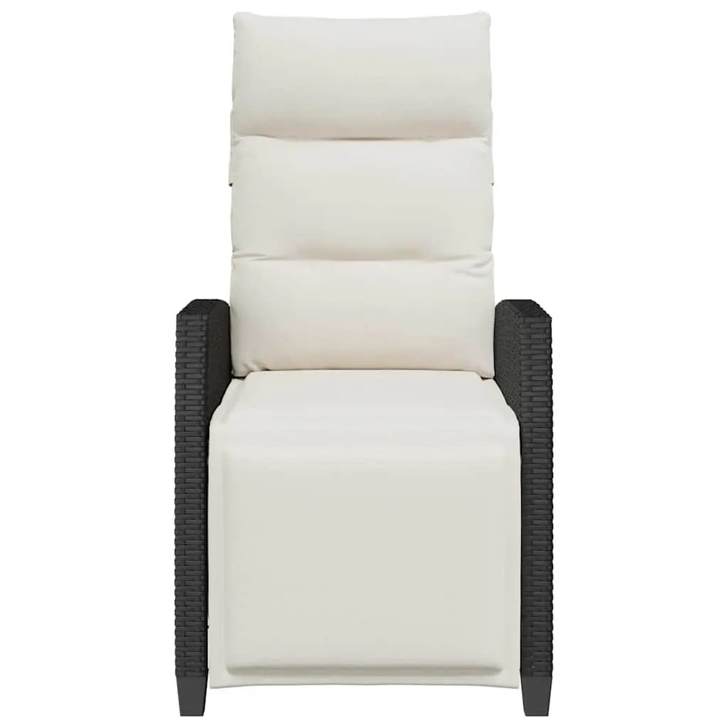 Reclining Garden Chair with Adjustable Backrest Footrest and Side Table Black