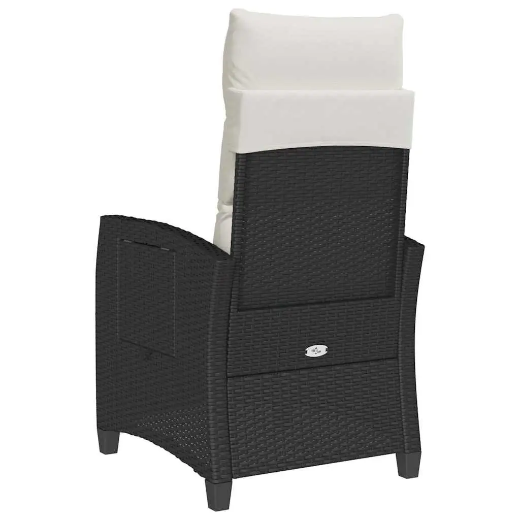 Reclining Garden Chair with Adjustable Backrest Footrest and Side Table Black