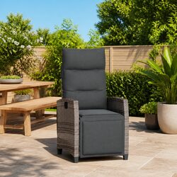 Garden Reclining Chair with Adjustable Backrest and Side Table