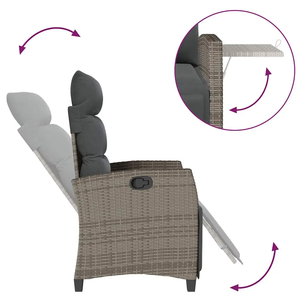 Garden Reclining Chair with Adjustable Backrest and Side Table