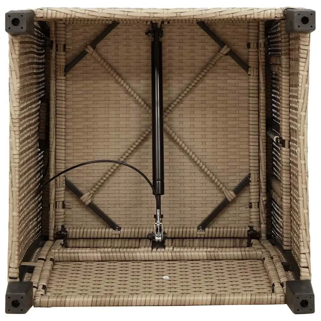 Reclining Garden Chair with Side Table Outdoor Beige Poly Rattan Adjustable
