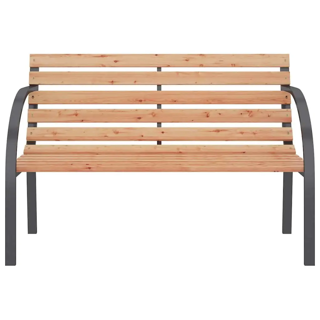 Garden Bench Outdoor Seating 120cm Wooden Slats Iron Frame Curved Armrests