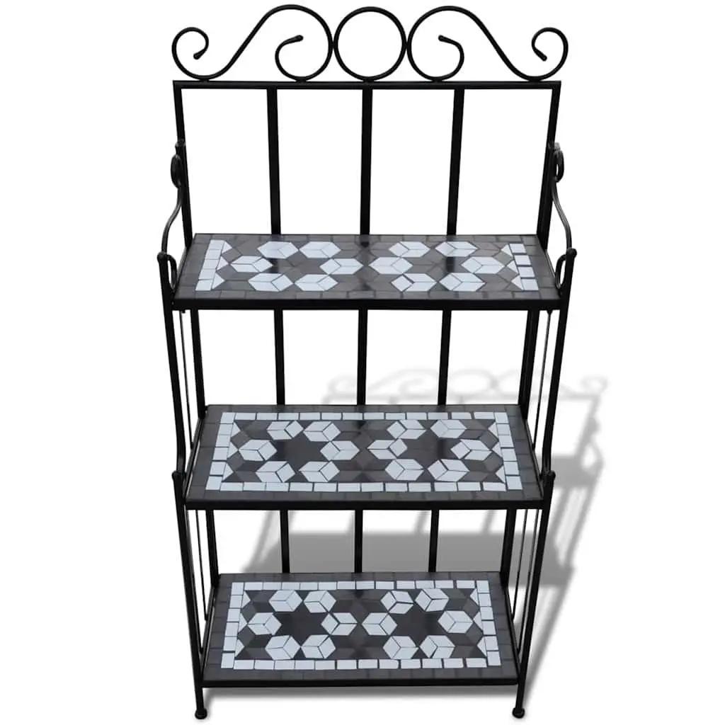 Plant Stand 3-Layer Display Mosaic Ceramic Rack Garden Balcony Terrace Home