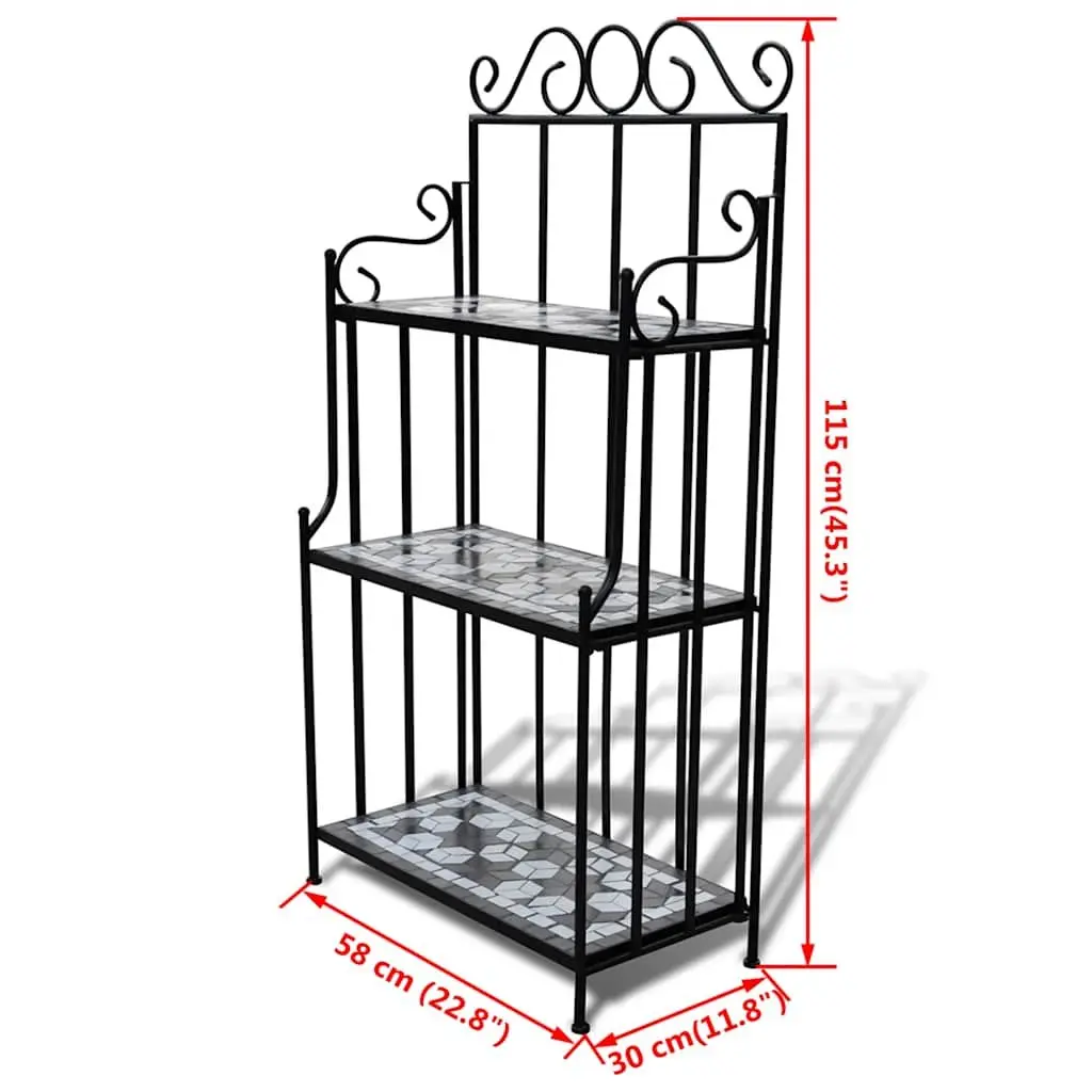 Plant Stand 3-Layer Display Mosaic Ceramic Rack Garden Balcony Terrace Home
