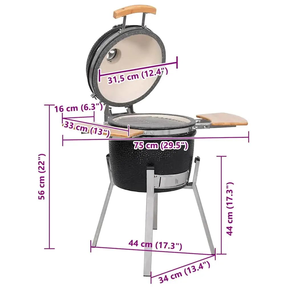 33cm Kamado Grill Smoker with Large Cooking Grid