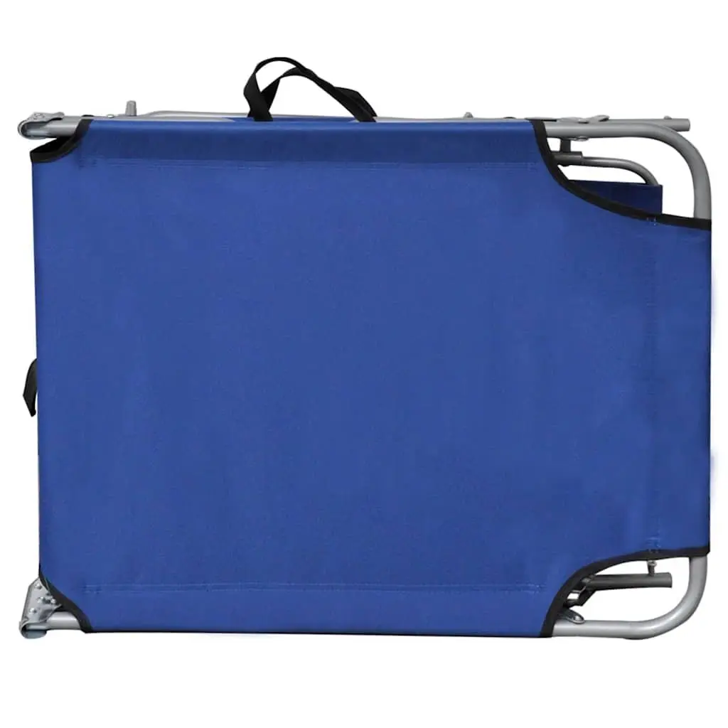 Sun Lounger Folding Canopy Adjustable Backrest Outdoor Sunbed Blue