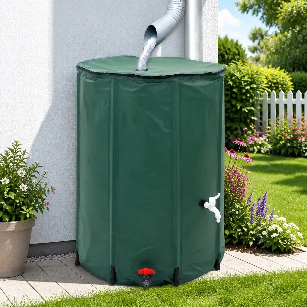 Collapsible Rain Water Tank 500L Green Garden Watering Storage Irrigation System