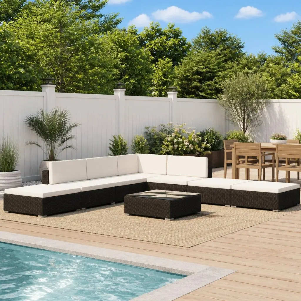 Garden Lounge Set 8 Piece Outdoor Furniture Black Patio
