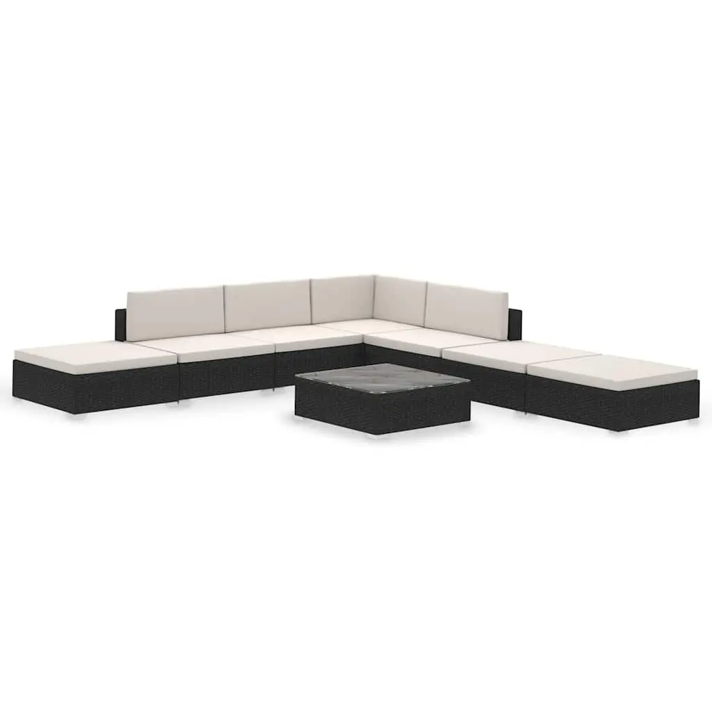 Garden Lounge Set 8 Piece Outdoor Furniture Black Patio