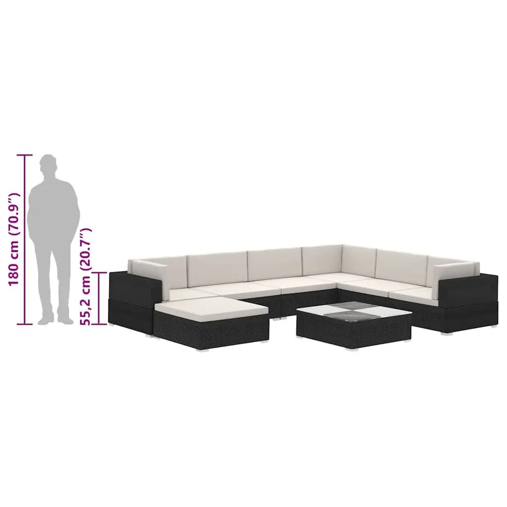 Garden Lounge Set Outdoor Furniture 8 Piece Poly Rattan Patio Seating