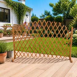 Solid Wood Trellis Fence Panel Garden Privacy Screen Outdoor Expandable 180cm