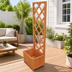Trellis Planter Dimensions: 40x30x135cm, Brown Wood Construction