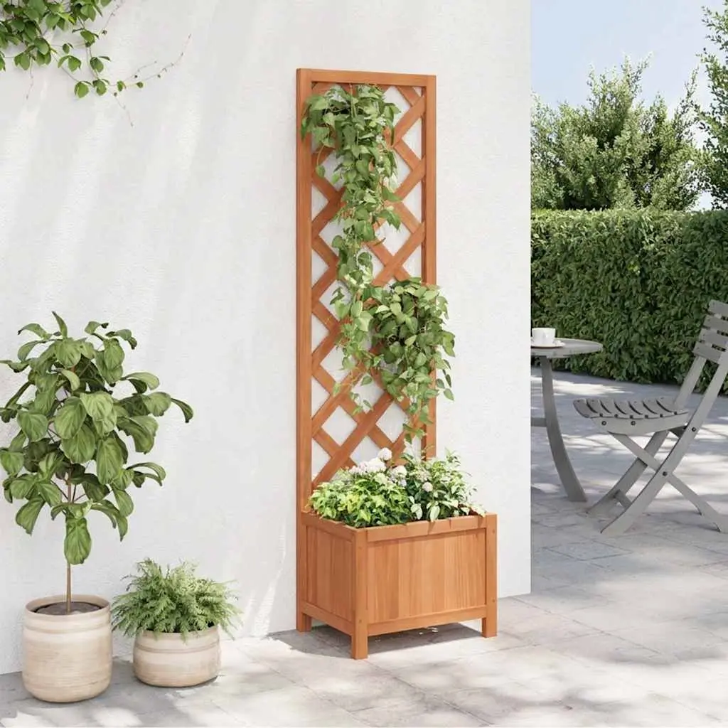 Trellis Planter Outdoor Garden 40x30x135cm Brown Wood