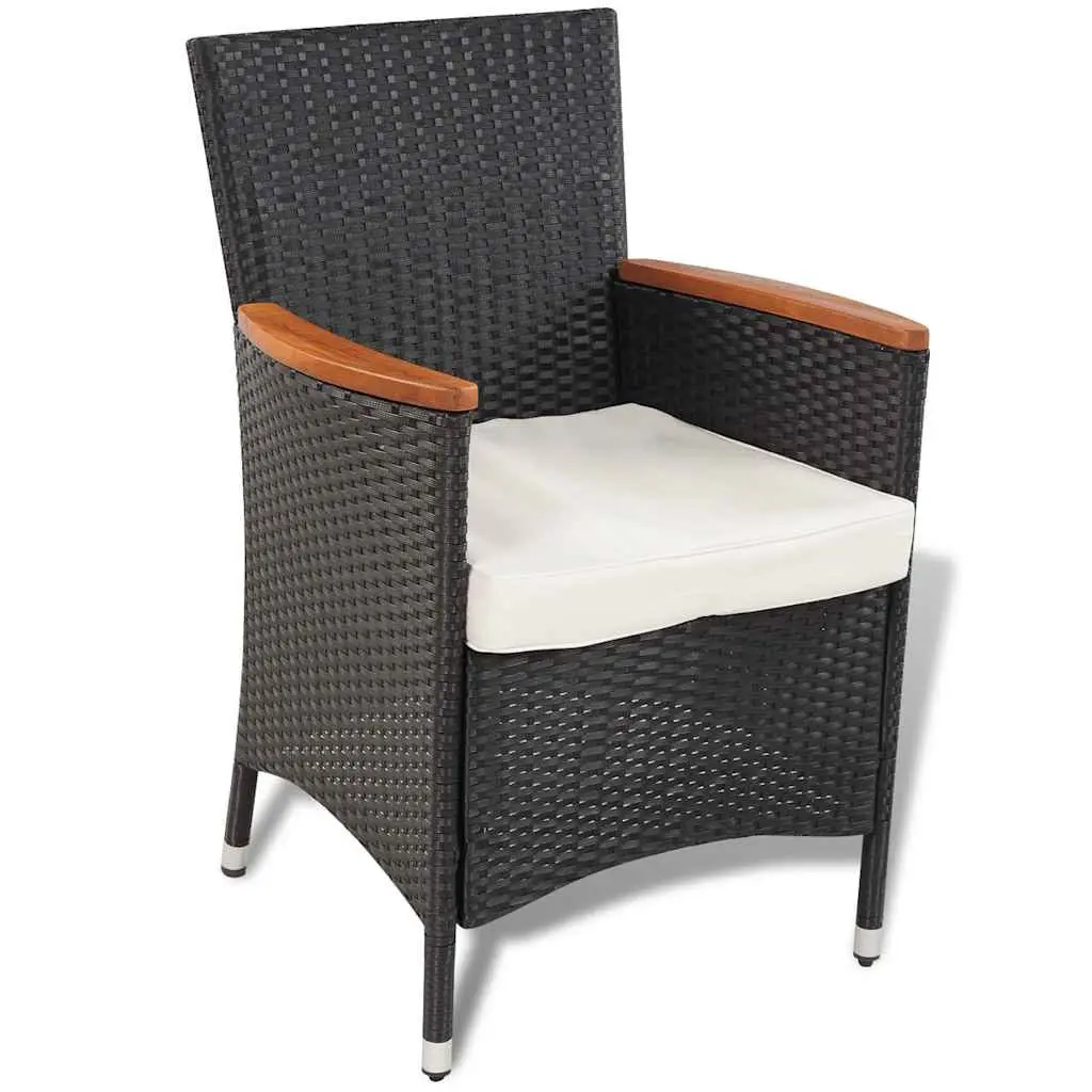 Outdoor Dining Set 5 Piece Patio Garden Furniture Table 4 Chairs with Cushions Black