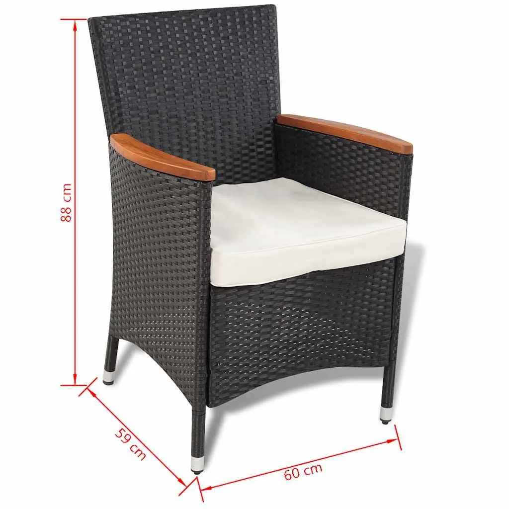 Outdoor Dining Set 5 Piece Patio Garden Furniture Table 4 Chairs with Cushions Black