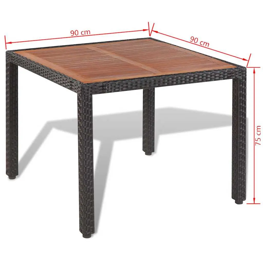 Outdoor Dining Set 5 Piece Patio Garden Furniture Table 4 Chairs with Cushions Black