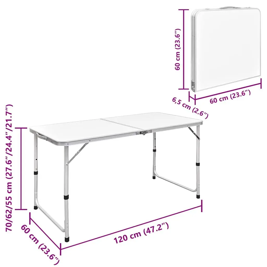 Foldable Camping Table Set 4 Stools Height Adjustable Portable Outdoor Picnic