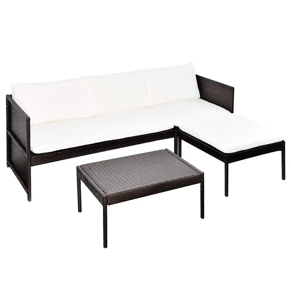 3 Piece Outdoor Lounge Set Garden Patio Furniture Size Brown