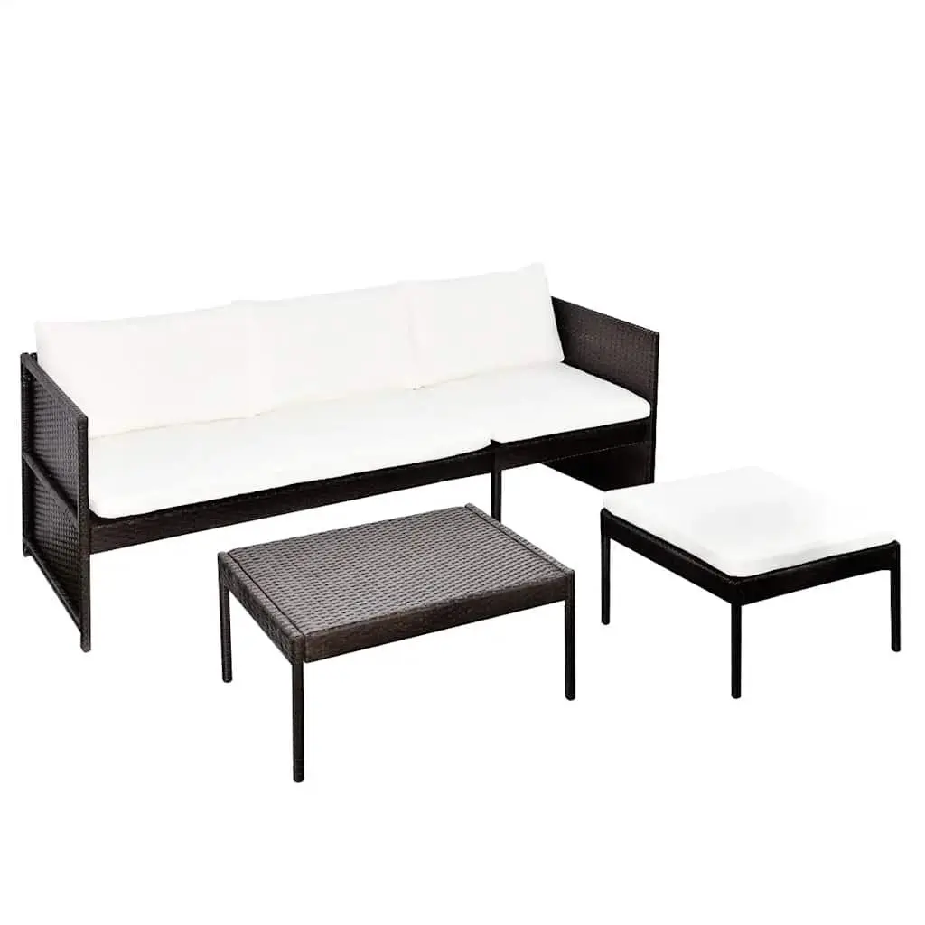 3 Piece Outdoor Lounge Set Garden Patio Furniture Size Brown
