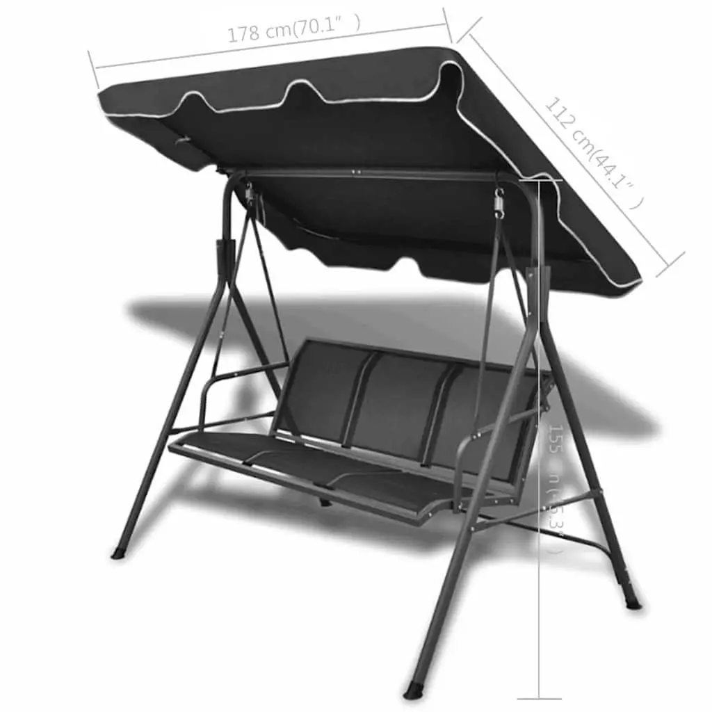 Garden Swing Bench with Canopy Three Seater Outdoor Porch Shade Chair