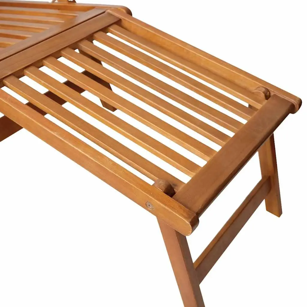 Outdoor Sun Lounger Deck Chair with Footrest 5-Position Acacia Wood Garden