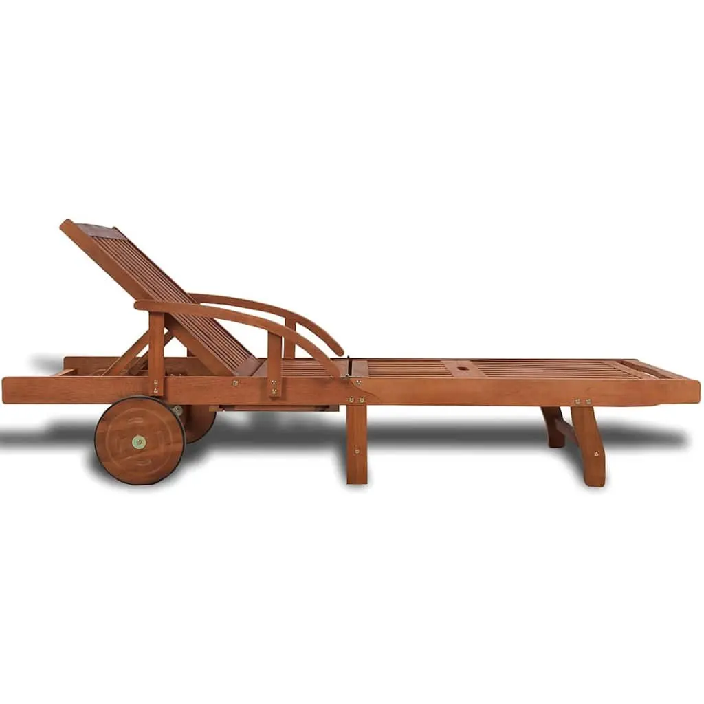 Sun Lounger Outdoor Garden Adjustable Backrest Brown