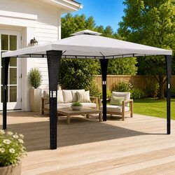 3x4m Gazebo: Cream White Roof and Powder-Coated Frame