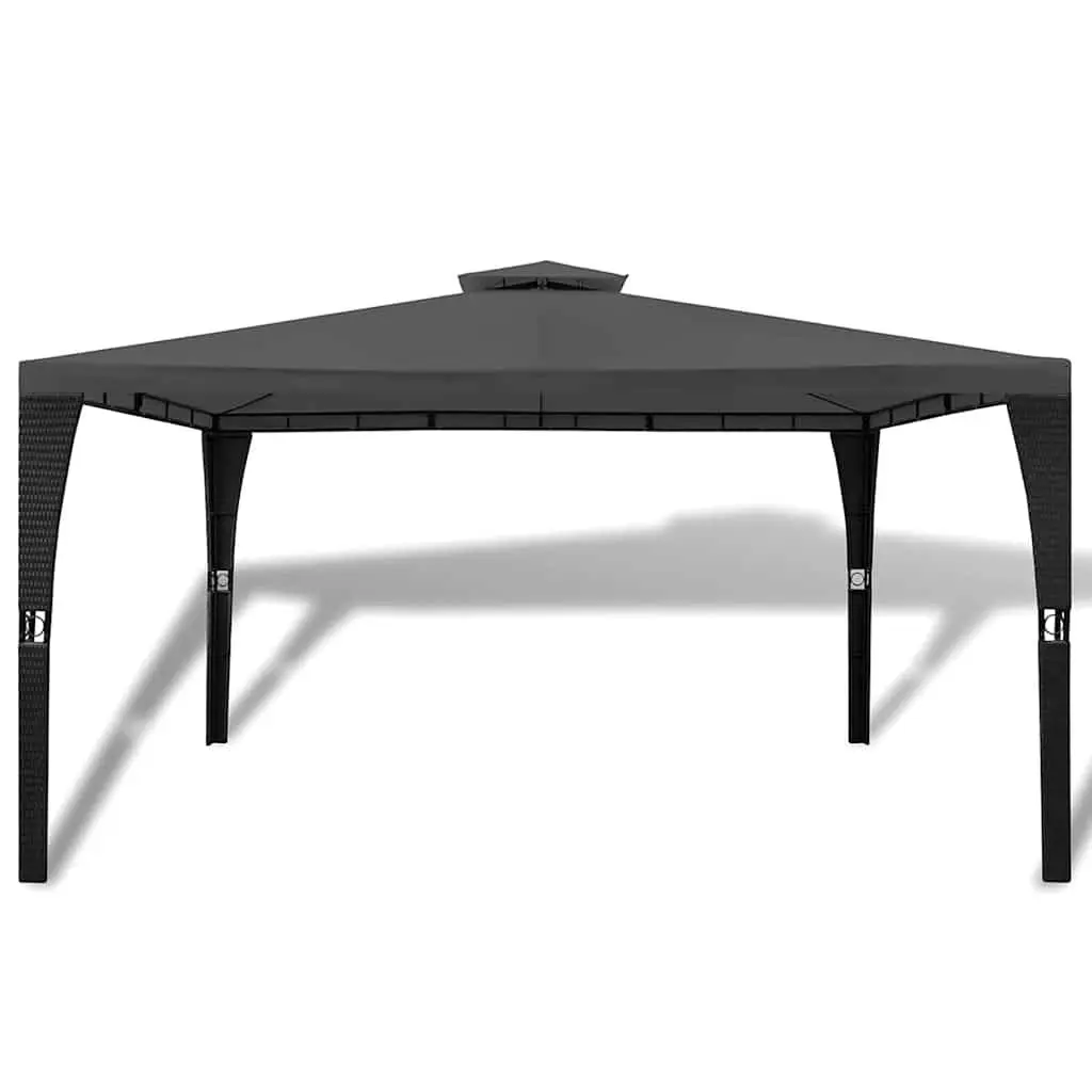 Garden Gazebo Outdoor 3x4m Poly Rattan Wicker Canopy Sunshade Pavilion Grey Roof